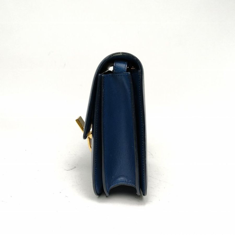 CELINE ClassicBox中號藍色牛皮金扣肩背包-1