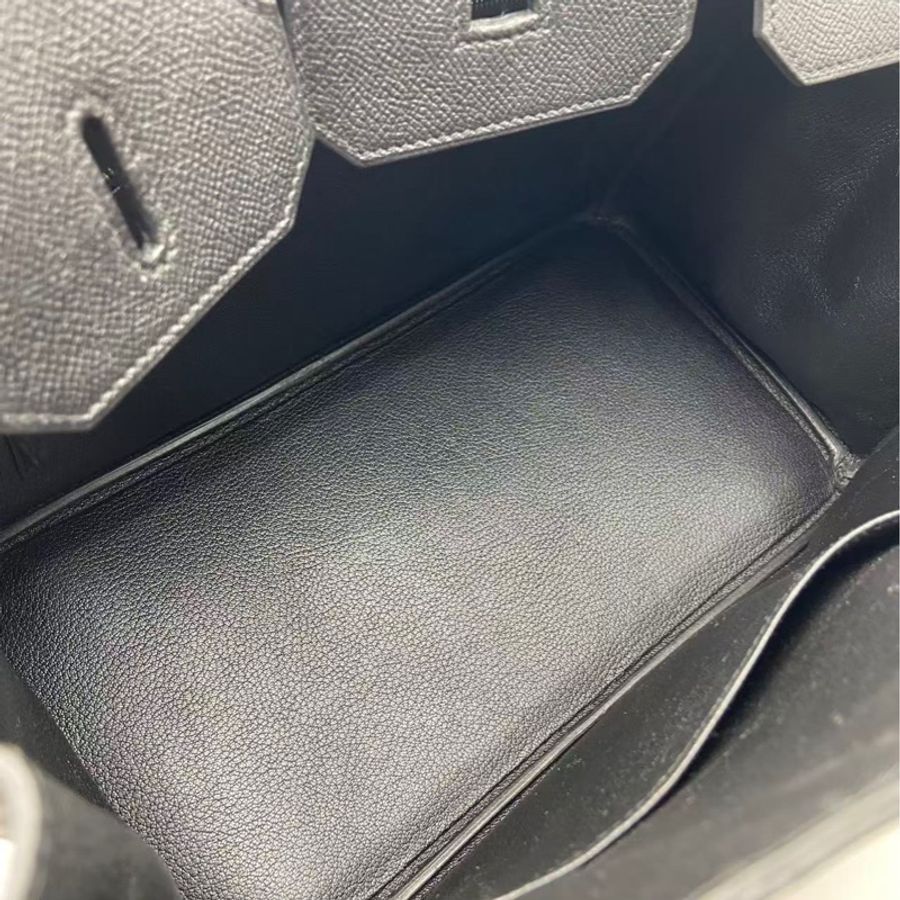 Hermes愛馬仕birkin35黑色Epsom皮金扣X刻-15