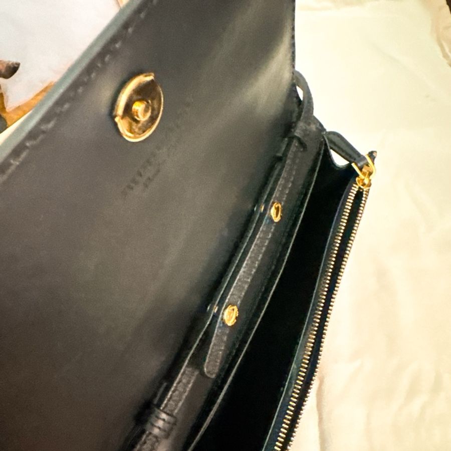 BURBERRY 巴寶莉 棉麻格紋拚皮革可拆手拿WOC斜背包(卡其x黑)-7