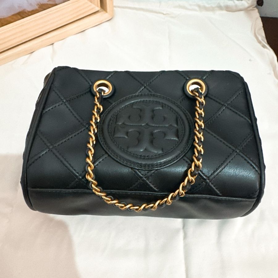 Tory Burch Fleming Mini 鍊條托特包｜納帕皮革｜手提斜背二用｜黑色-1