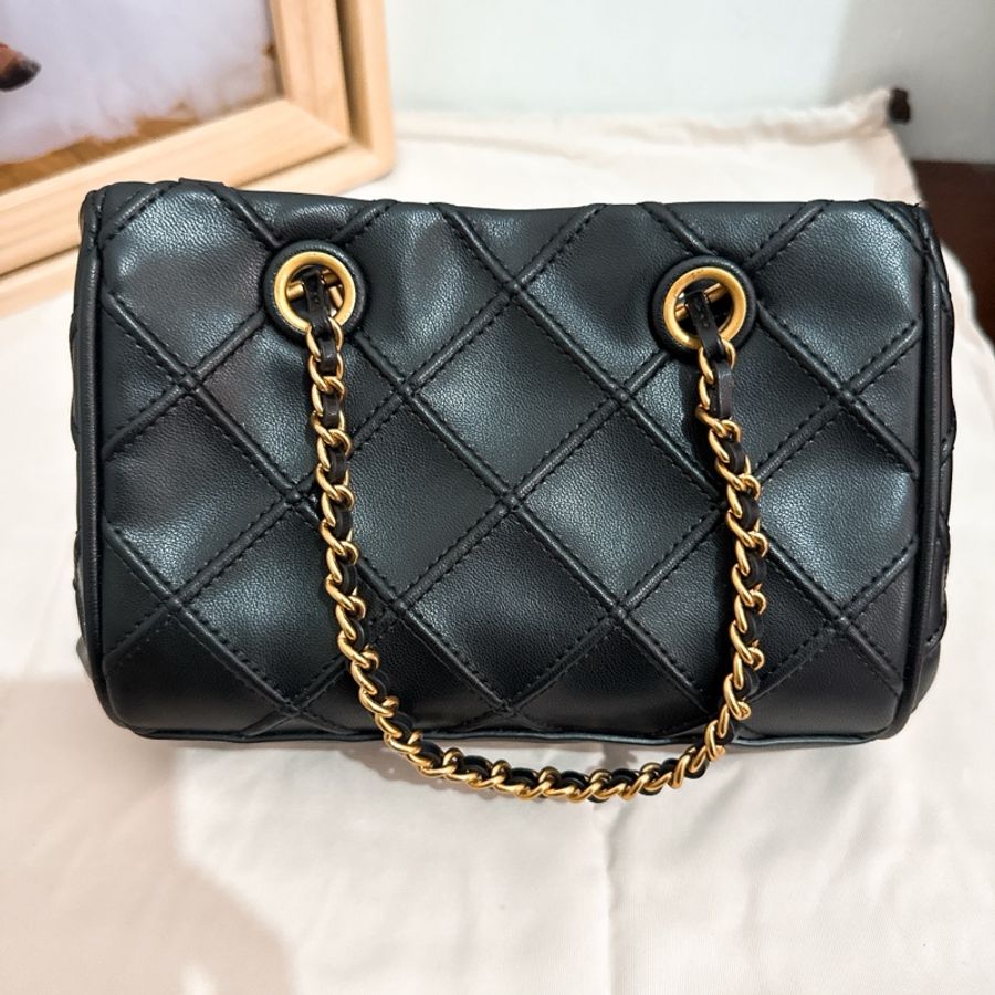 Tory Burch Fleming Mini 鍊條托特包｜納帕皮革｜手提斜背二用｜黑色-2