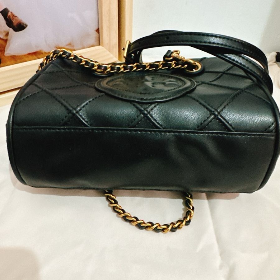 Tory Burch Fleming Mini 鍊條托特包｜納帕皮革｜手提斜背二用｜黑色-8