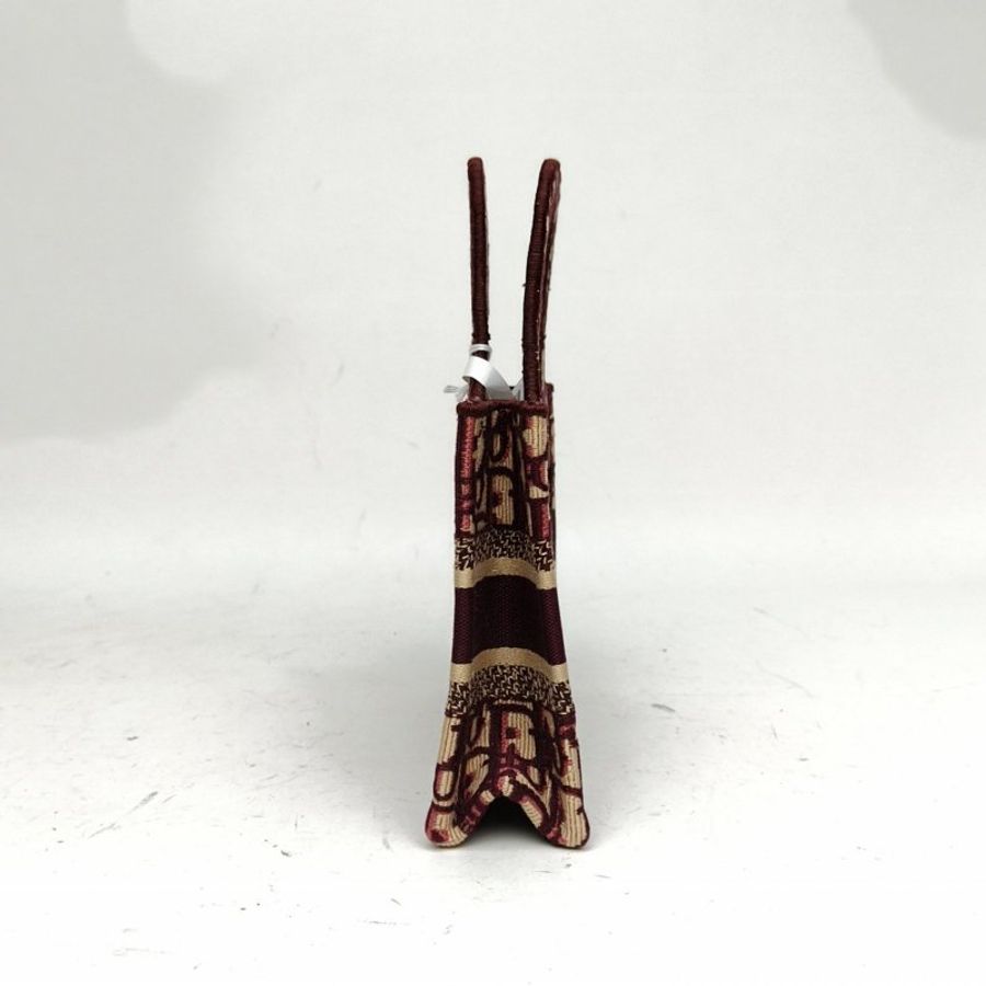 DIOR BookTote迷你酒紅色帆布Oblique印花字母刺繡肩背包-1