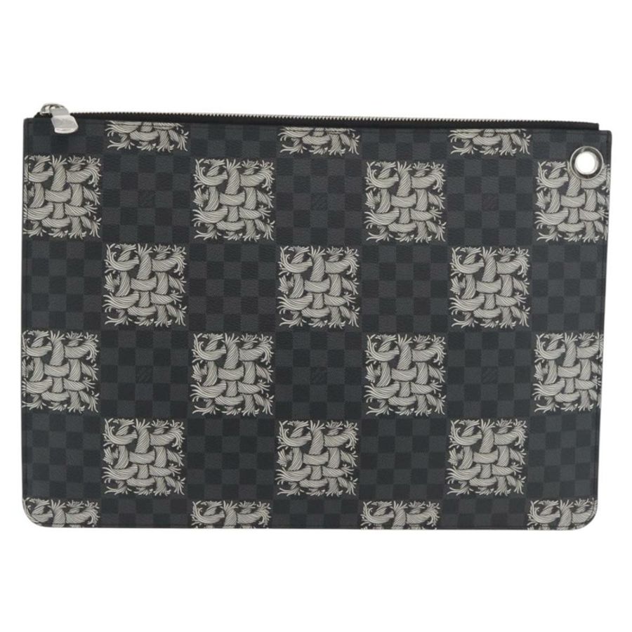 【日本直送】路易威登 Damier Graphite Pochette Jules GM 手拿包 M61232 正品 YKZ1258A-12