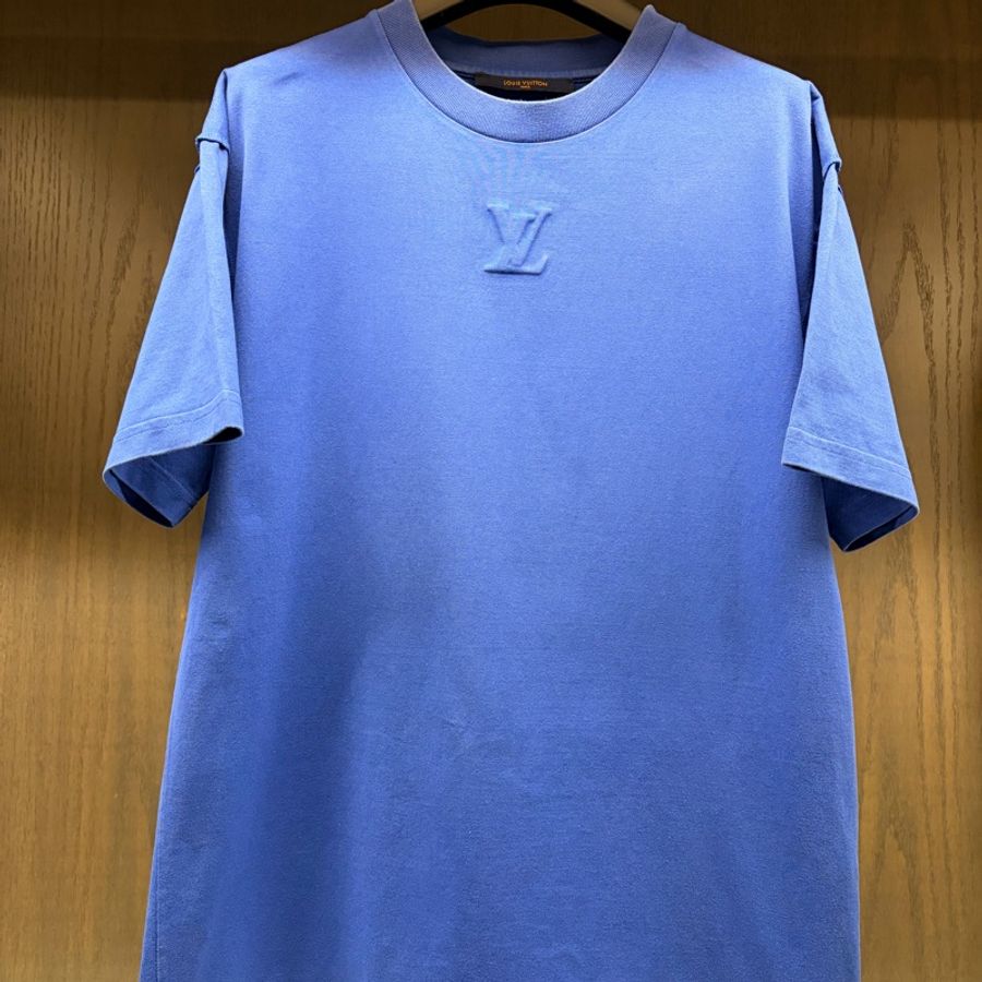 LV路易威登 LOUIS VUITTON 95新浮雕LOGO藍色S 短袖T恤-5