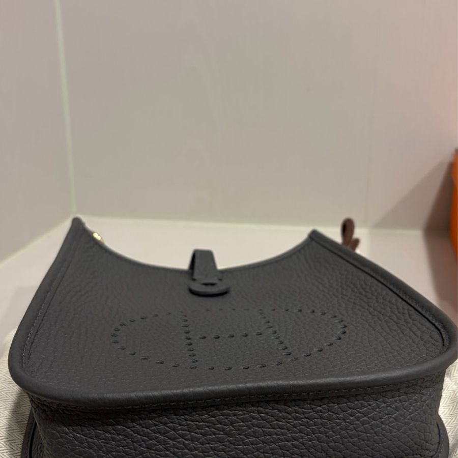Hermes mini Evelyne 石板灰淡金扣-3