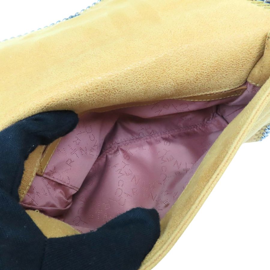 芥末黃 絨面革 Falabella 鏈條 肩背包【Stella McCartney 史黛拉·麥卡尼】 455128-3