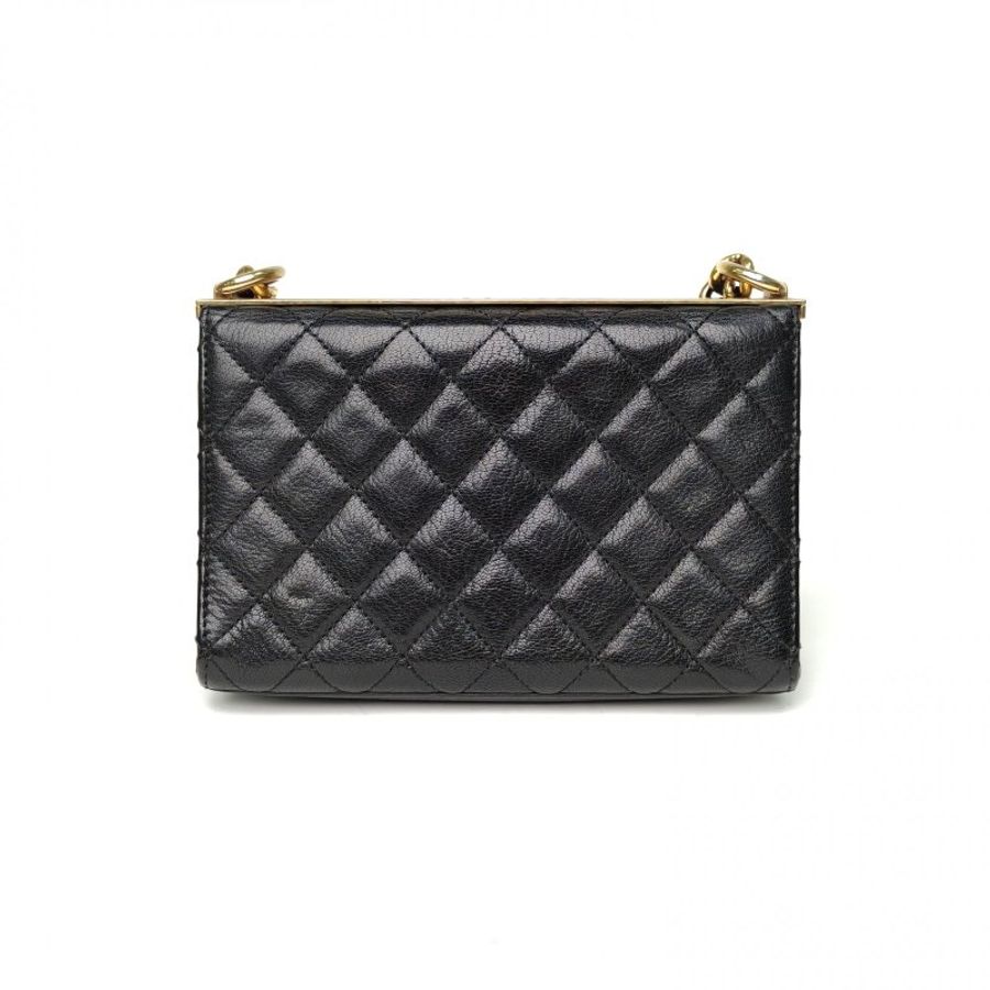 CHANEL 黑色牛皮17開金扣trendy2.55口蓋包肩背包-2