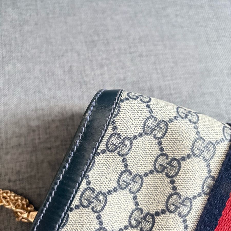 GUCCI 經典藍花手拿包 斜挎包-15