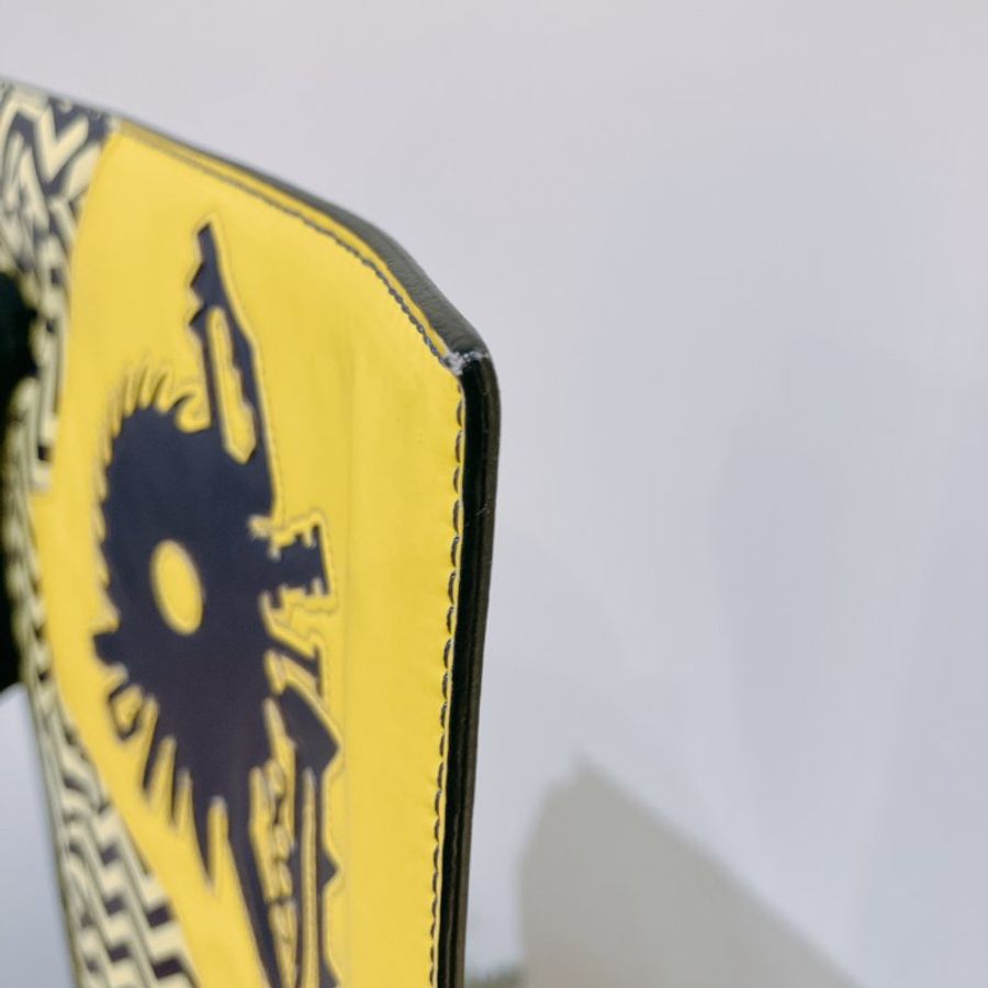 TK2010	Kenzo Clutch Bag Yellow X Purple Leather-14