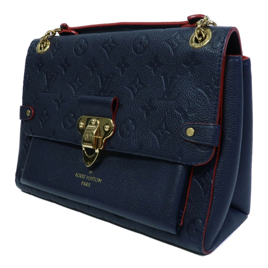 LOUIS VUITTON Monogram Empreinte Vavin PM鏈帶肩背袋深藍色-2