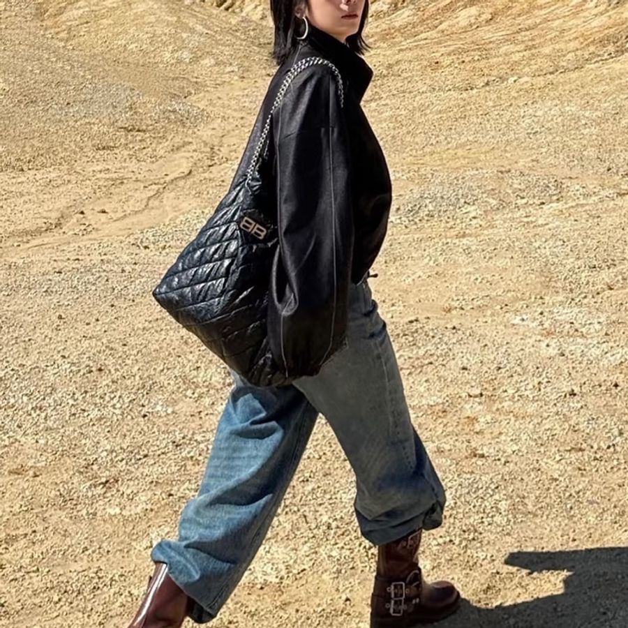 Balenciaga巴黎世家Crush黑銀垃圾袋包中號🧃-26