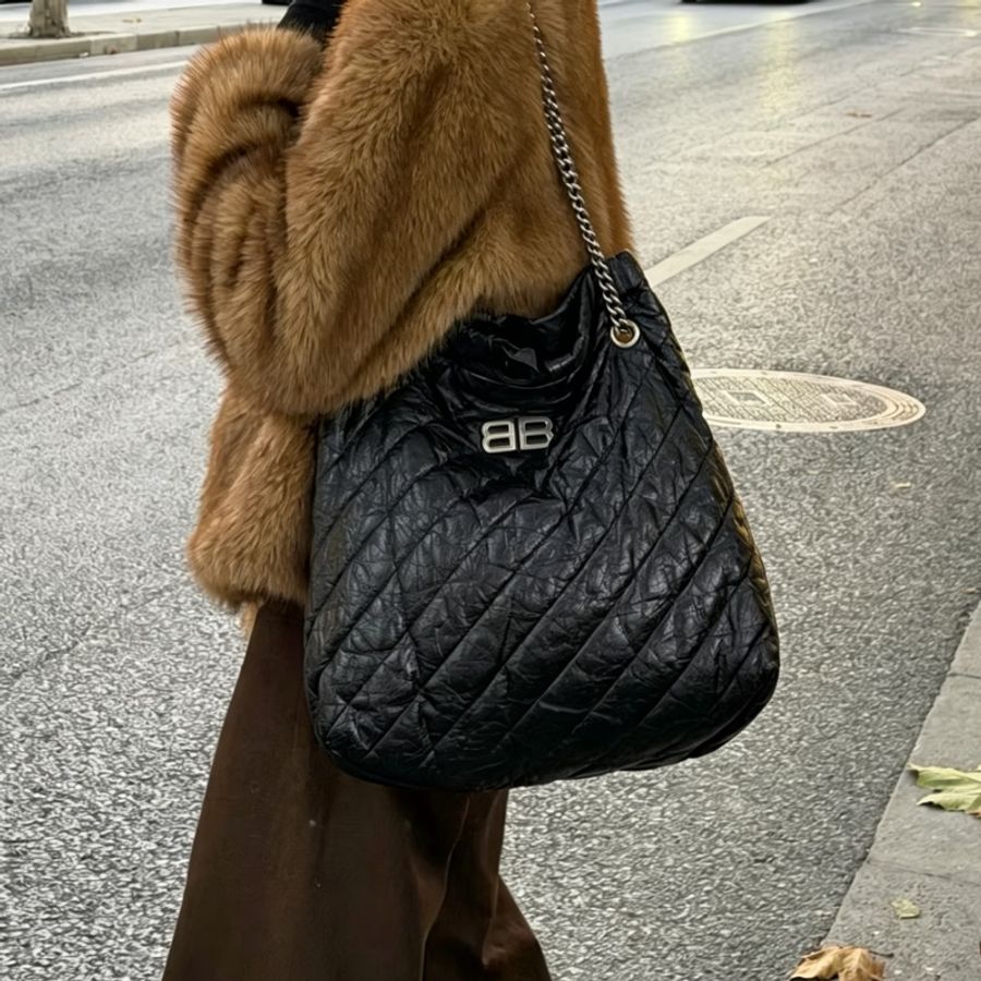 Balenciaga巴黎世家Crush黑銀垃圾袋包中號🧃-32