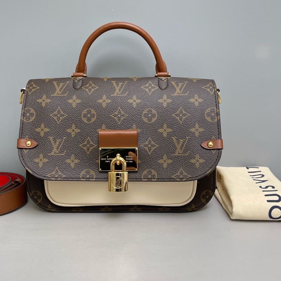 LV路易威登Vaugirard老花拼白郵差包尺寸26×20 附件肩帶 塵袋 。-0