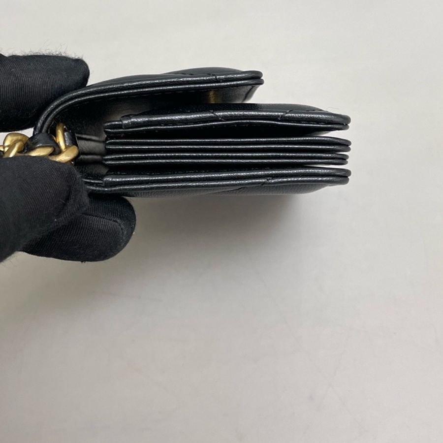 Chanel香奈兒19bag迷你黑金全皮鏈條包，尺寸10×8 鐳射31 附件卡-3