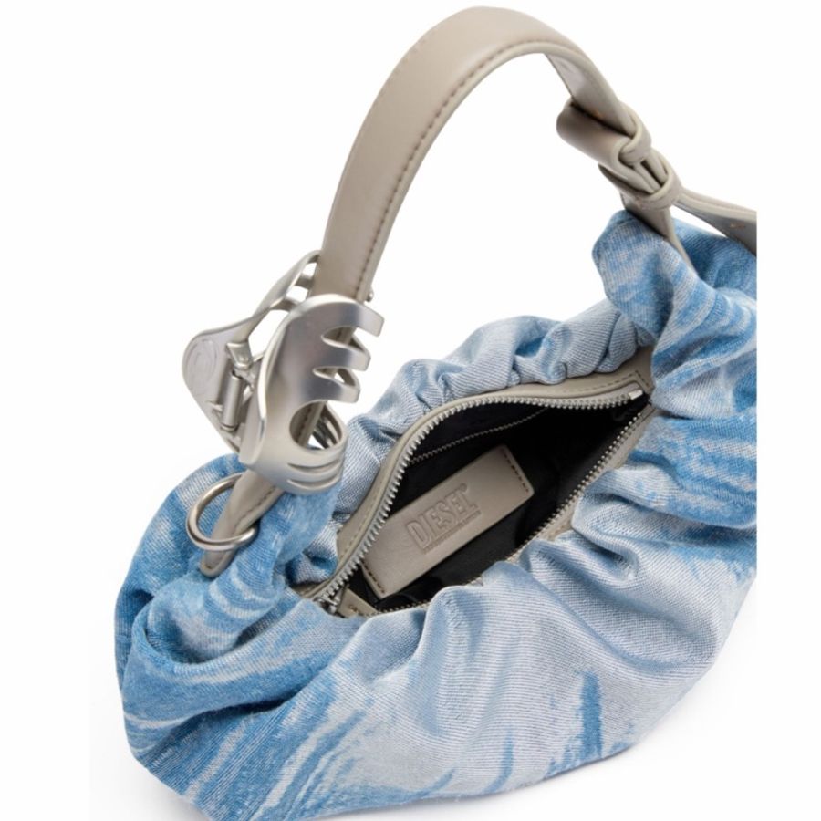 Diesel 女士 Grab-D牛仔布褶皺單肩包均碼碼30cm*10cm*26cm-1