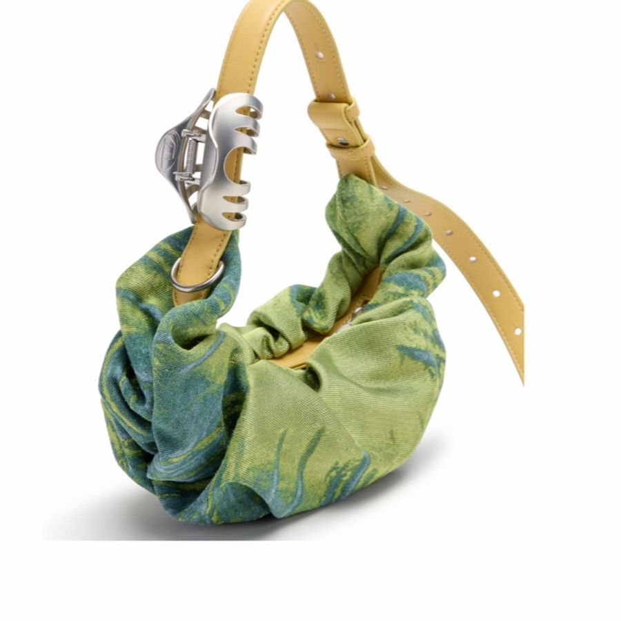 Diesel 女士 Grab-D牛仔布褶皺單肩包均碼碼30cm*10cm*26cm-4
