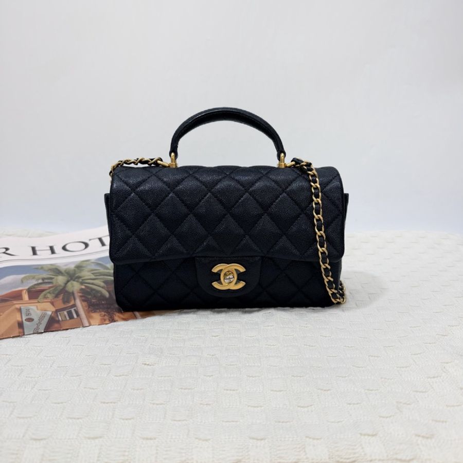 Chanel coco20 黑荔枝牛皮金扣-1