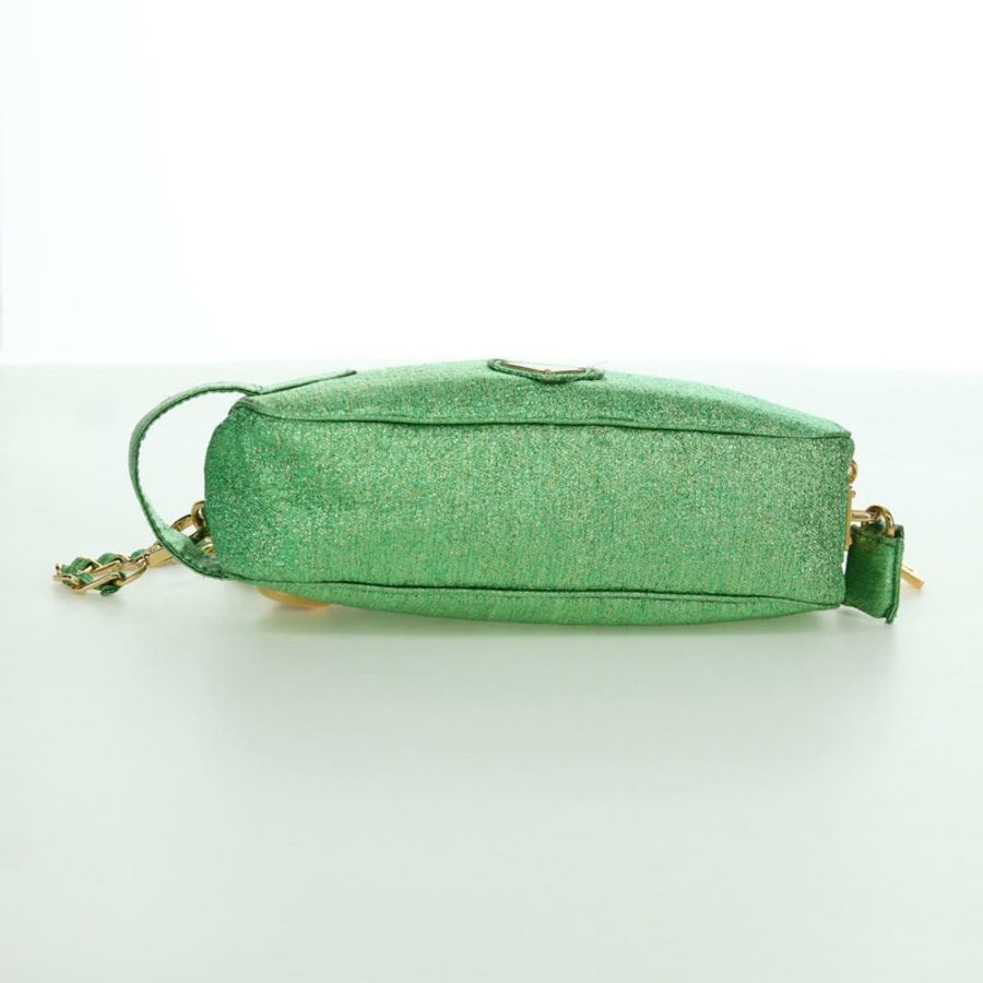 【日本直送】PRADA 鏈條肩背包 帆布 綠色 金色 正品 LNZ744V-4