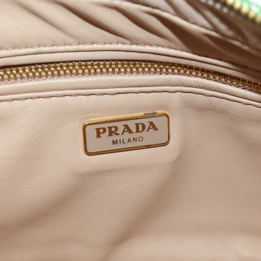 【日本直送】PRADA 鏈條肩背包 帆布 綠色 金色 正品 LNZ744V-20
