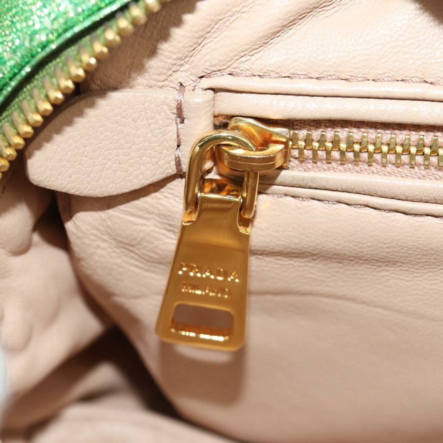 【日本直送】PRADA 鏈條肩背包 帆布 綠色 金色 正品 LNZ744V-23