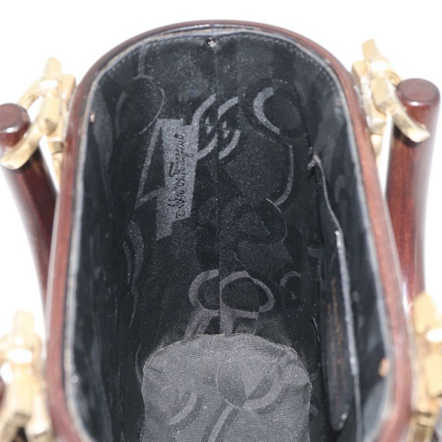 【日本直送】Salvatore Ferragamo Gancini 手提包,木棕色金色,正品 BAZ667V-20