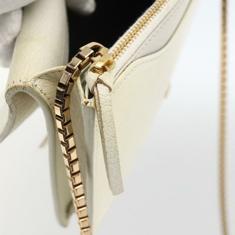 【日本直送】BALENCIAGA 鏈條皮夾 皮革 白色 金色 444169 正品 167209A-22
