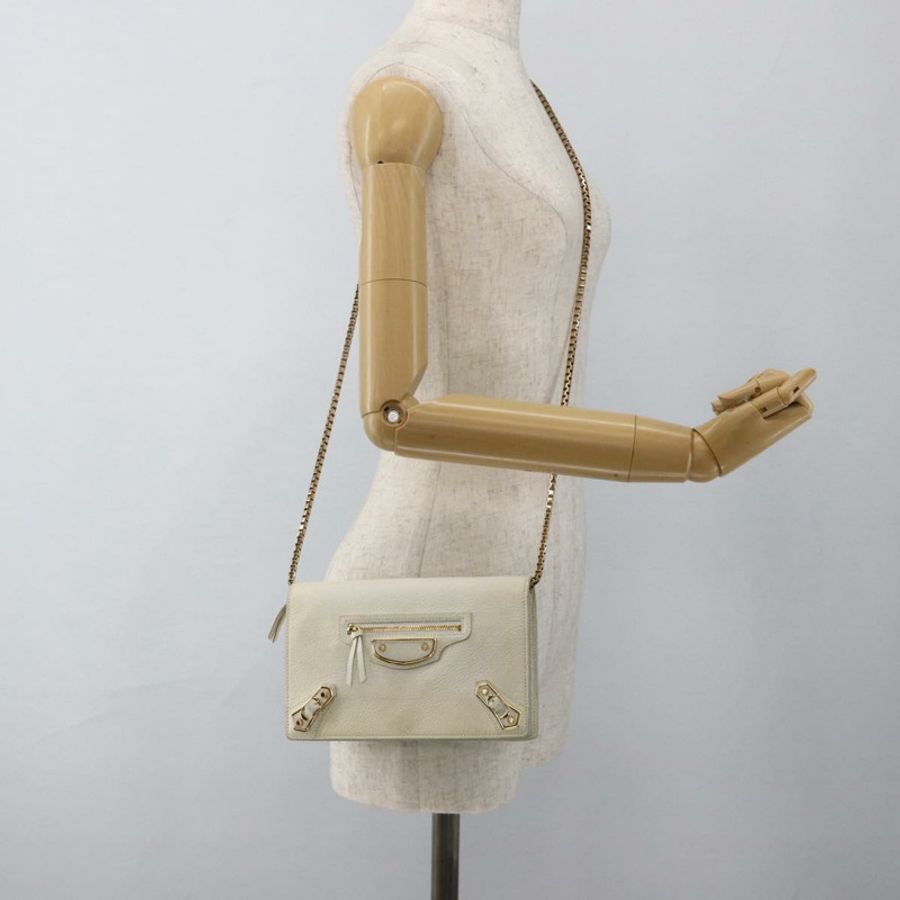 【日本直送】BALENCIAGA 鏈條皮夾 皮革 白色 金色 444169 正品 167209A-25
