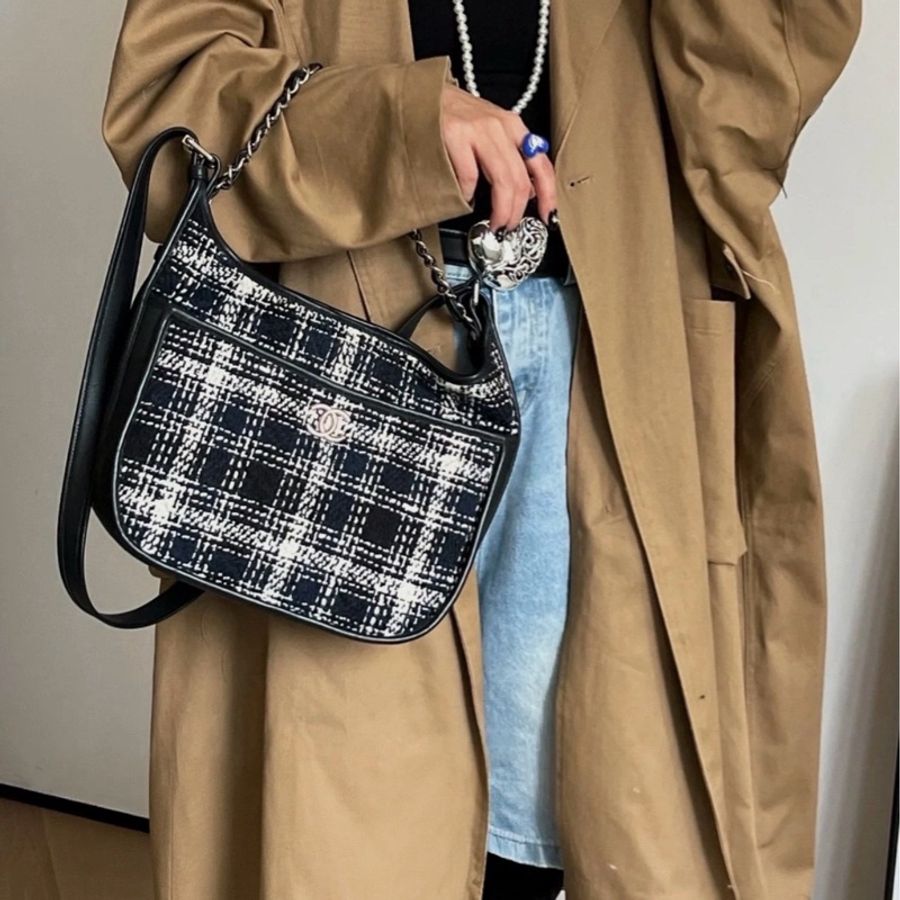 Chanel香奈兒 格紋嬉皮士3way Hobo-2