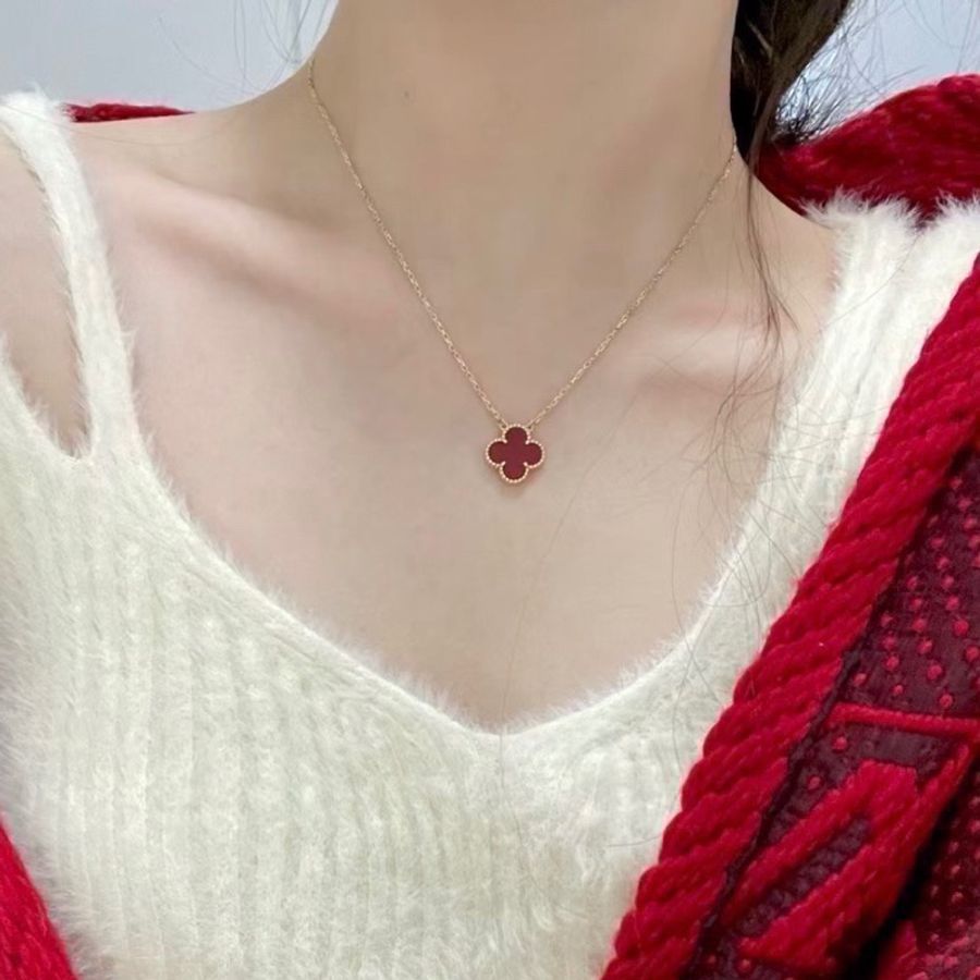 梵克雅寶Van Cleef & Arpels Vintage Alhambra中號紅花項鍊20年-0