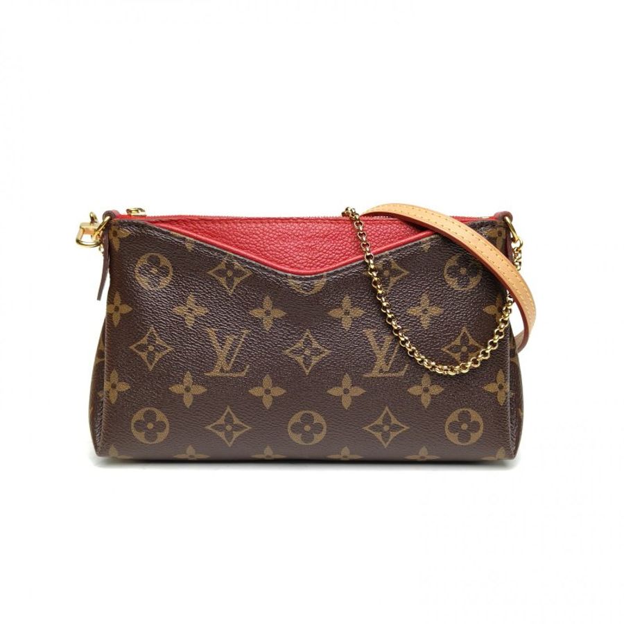 LOUIS VUITTON Pallas傳奇Cluth23紅色PVC2017老花肩背包-0