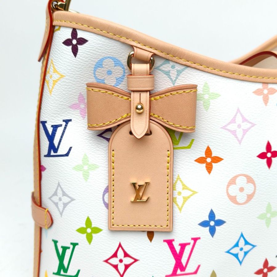 LOUIS VUITTON CARRYALL村上隆聯名小號白三彩PVC金扣晶片肩背包-4