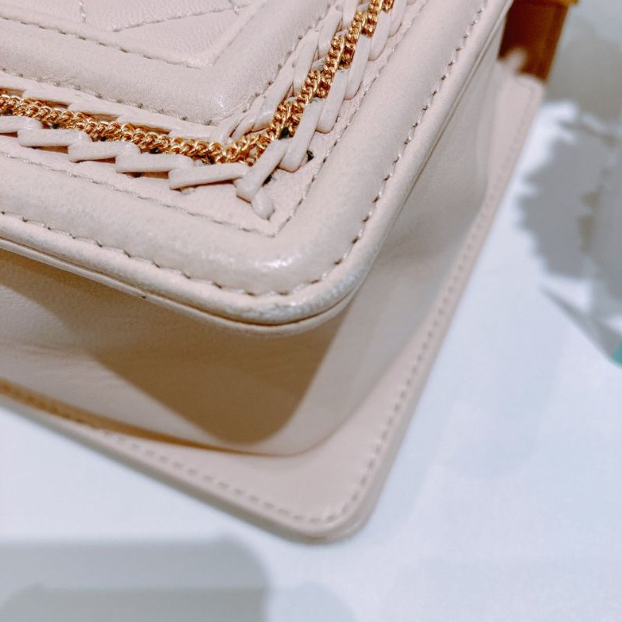 TW4819 Chanel 香奈兒中號特別版 leboy 羊皮 杏色金扣Boy Shoulder Bag Medium Lambskin-8