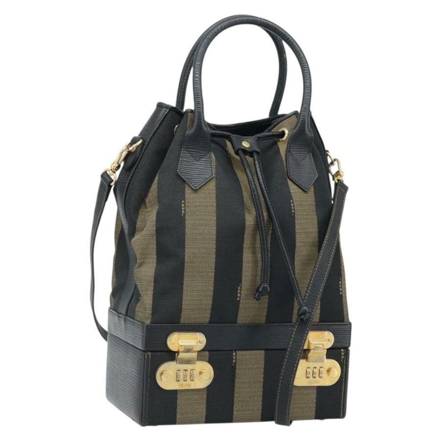 【日本直送】FENDI 胡桃色帆布手提包 PVC 兩用黑色棕色 正品 LNZ340-0