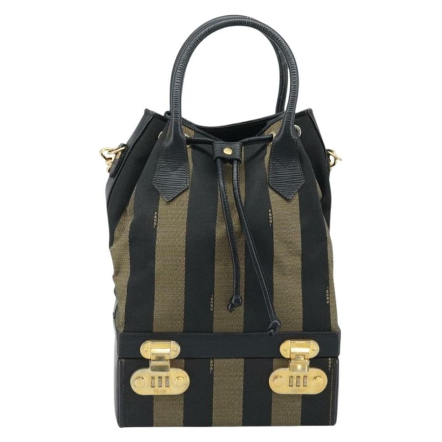 【日本直送】FENDI 胡桃色帆布手提包 PVC 兩用黑色棕色 正品 LNZ340-12