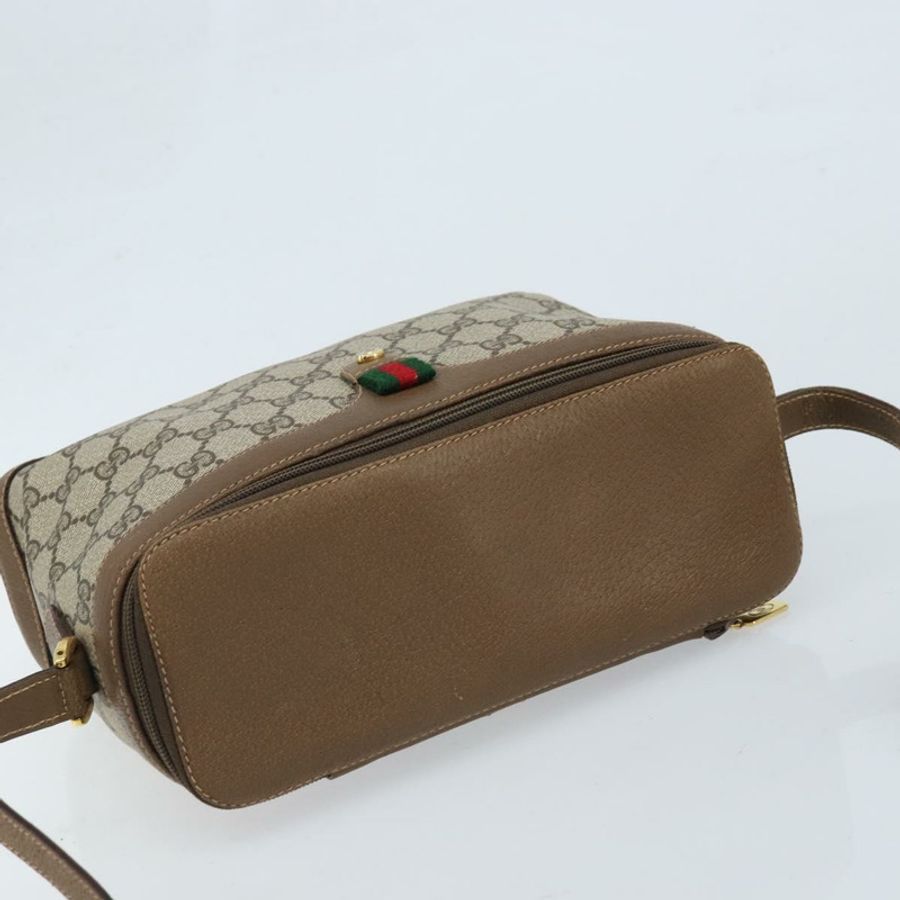 【日本直送】GUCCI GG Supreme Web Sherry Line 手提包 PVC 米色 金色 904 02 069 正品 LNZ716-5