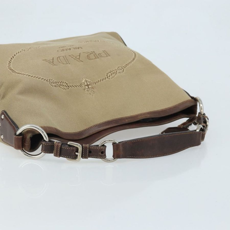 【日本直送】PRADA帆布肩包 米色 銀色 正品 YKZ082A-6