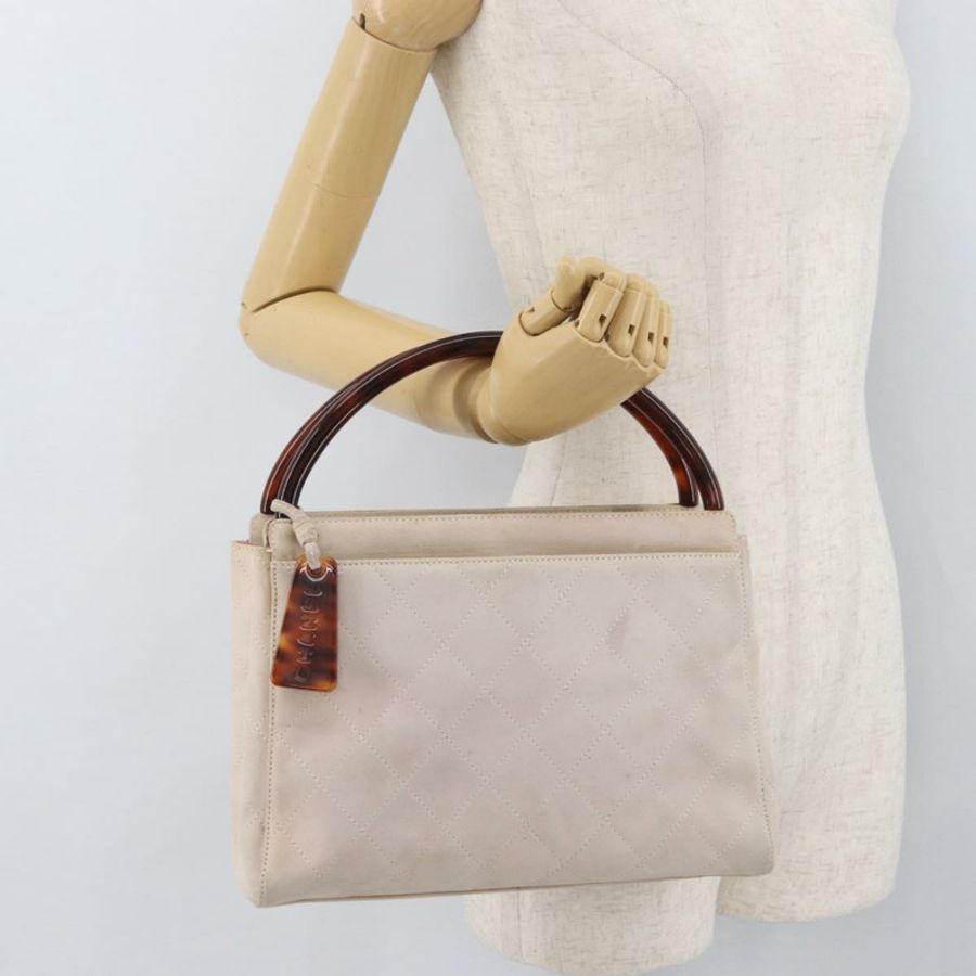 【日本直送】香奈兒 (CHANEL) 粉紅金CC標誌麂皮手提包,型號BAZ810A-24