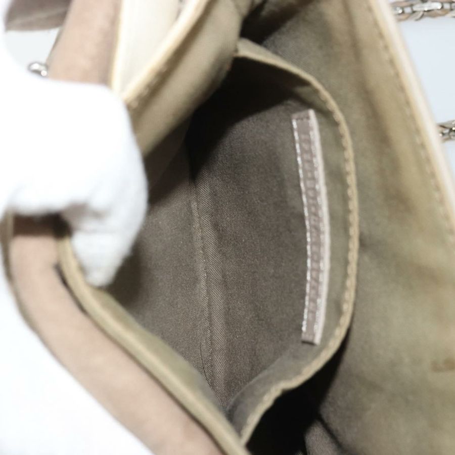 【日本直送】FENDI 鏈條 Trebuquette 單肩包 皮革 米色 銀色 正品 ka3885A-20
