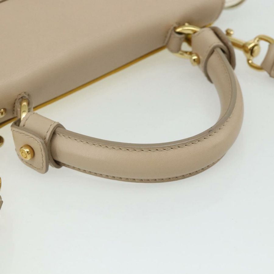 【日本直送】Salvatore Ferragamo Gancini 手提包 皮革 2way 黃色 金色 Auth ka3925A-6