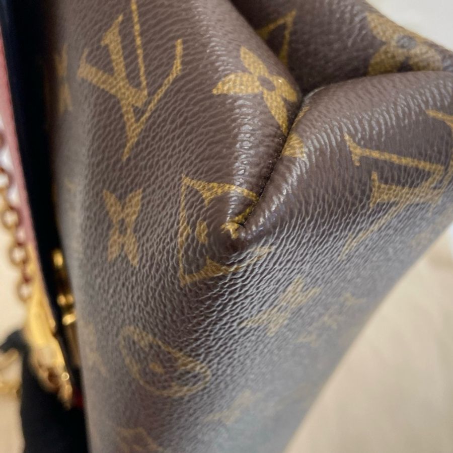 lv/路易威登 老花紅色拼皮Pallas系列chain傳奇單肩斜挎鏈條包 尺寸:25*7*16 附件:塵袋。-5