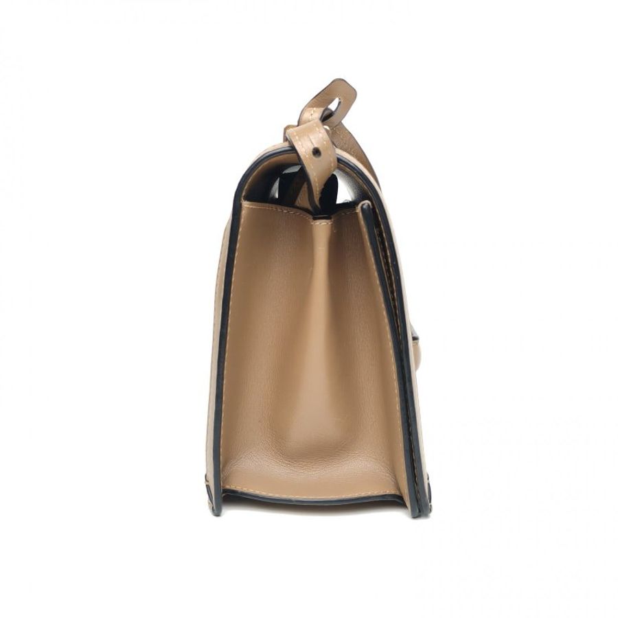 LOEWE Barcelona巴賽隆納中號咖啡色牛皮金扣肩背包-1