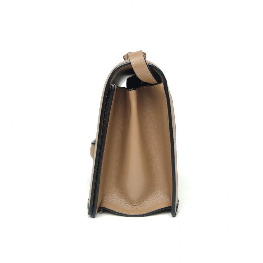 LOEWE Barcelona巴賽隆納中號咖啡色牛皮金扣肩背包-3