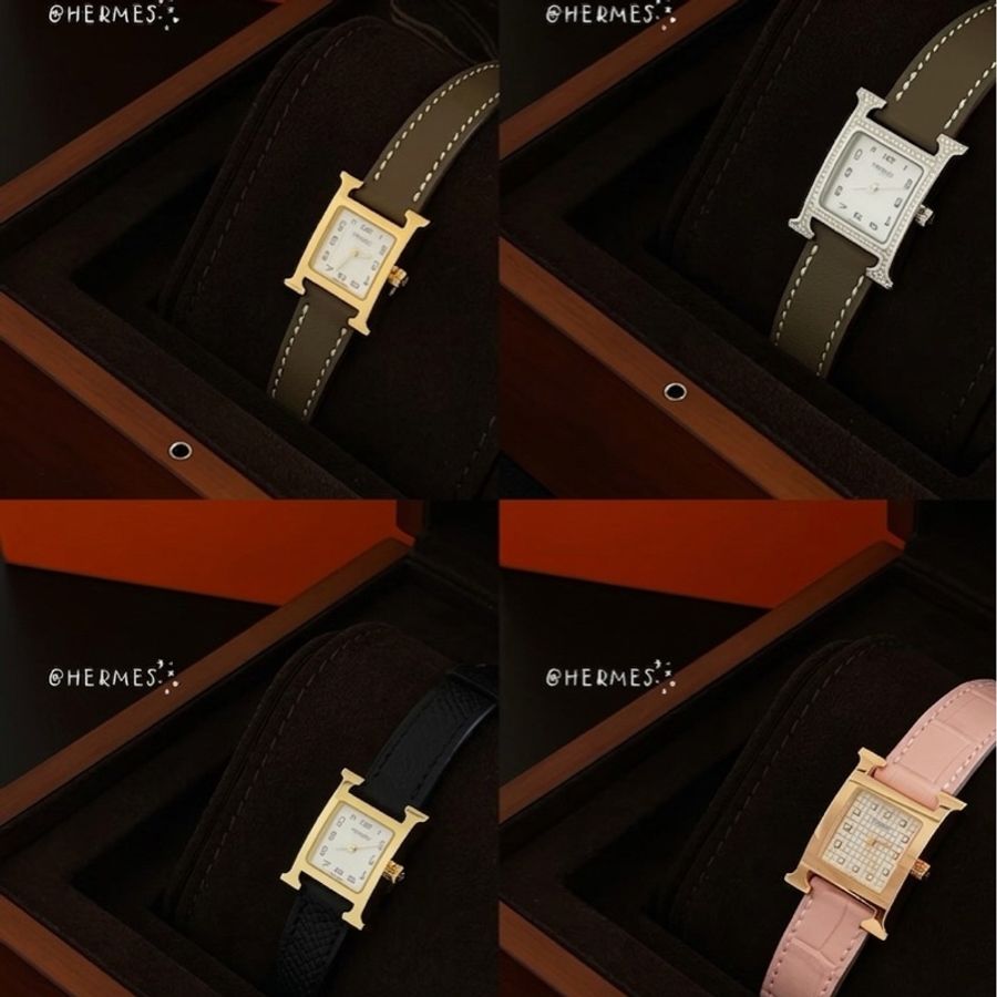 Hermès/愛馬仕 腕錶 Heure H 迷你型(TPM)尺寸 17.2mm*17.2 mm 黑金配色 全套 超級甜甜價-0