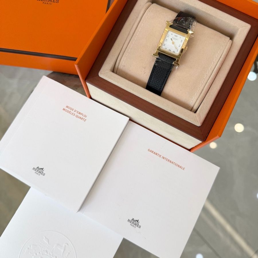 Hermès/愛馬仕 腕錶 Heure H 迷你型(TPM)尺寸 17.2mm*17.2 mm 黑金配色 全套 超級甜甜價-2