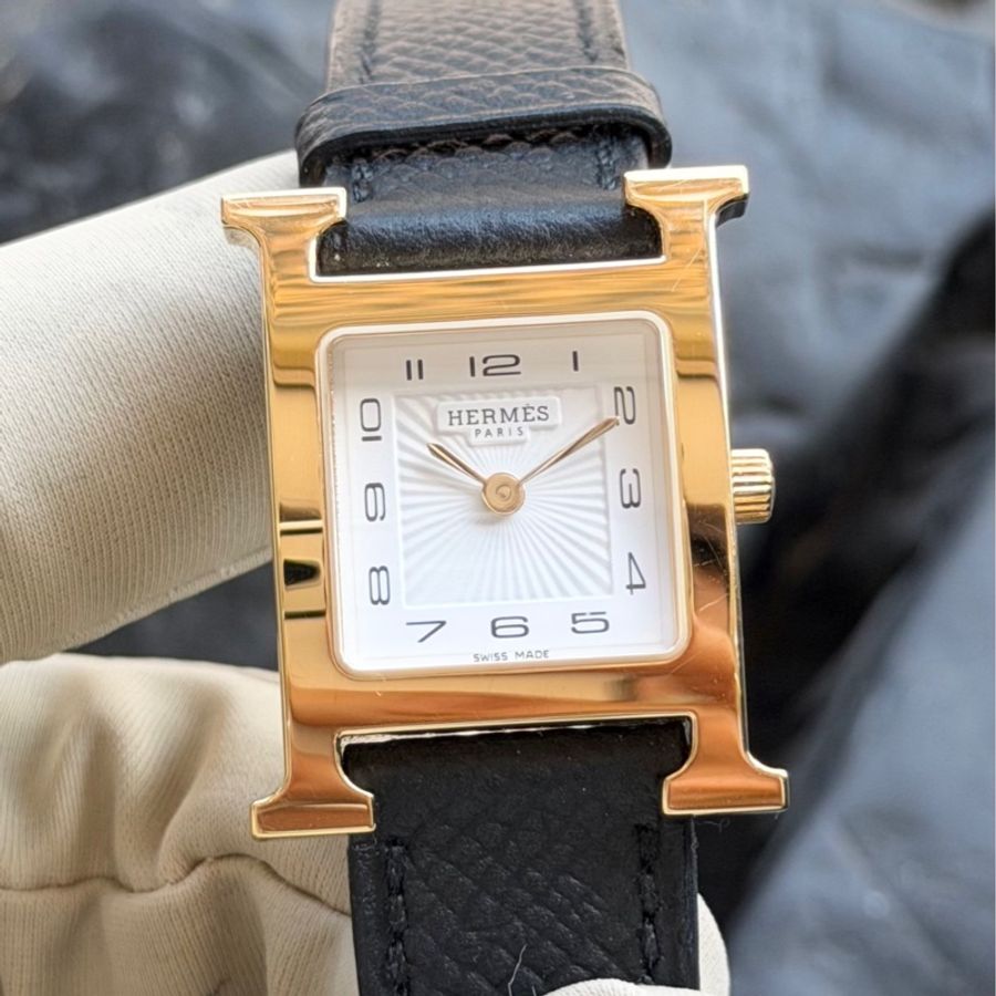 Hermès/愛馬仕 腕錶 Heure H 迷你型(TPM)尺寸 17.2mm*17.2 mm 黑金配色 全套 超級甜甜價-3