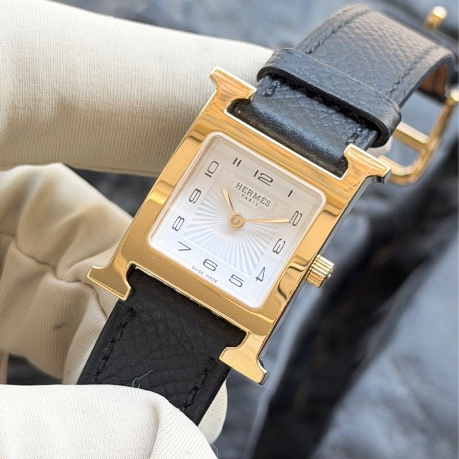 Hermès/愛馬仕 腕錶 Heure H 迷你型(TPM)尺寸 17.2mm*17.2 mm 黑金配色 全套 超級甜甜價-5