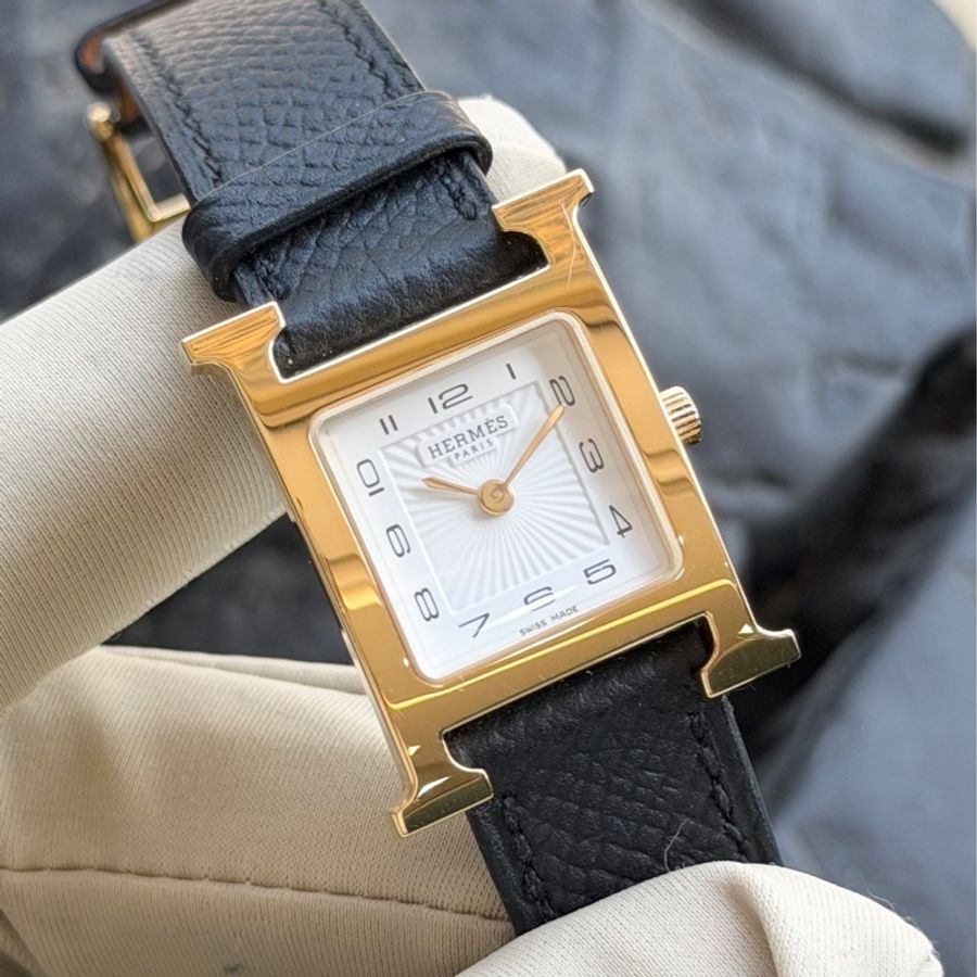Hermès/愛馬仕 腕錶 Heure H 迷你型(TPM)尺寸 17.2mm*17.2 mm 黑金配色 全套 超級甜甜價-6