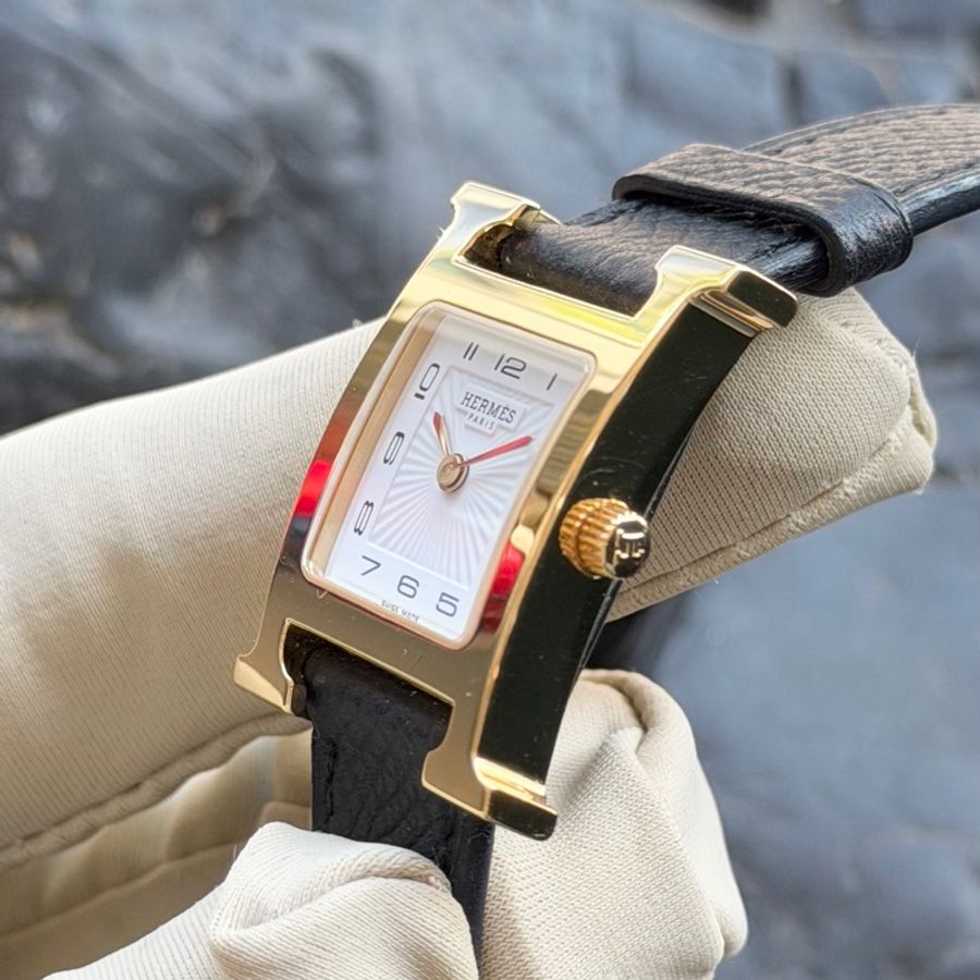 Hermès/愛馬仕 腕錶 Heure H 迷你型(TPM)尺寸 17.2mm*17.2 mm 黑金配色 全套 超級甜甜價-7