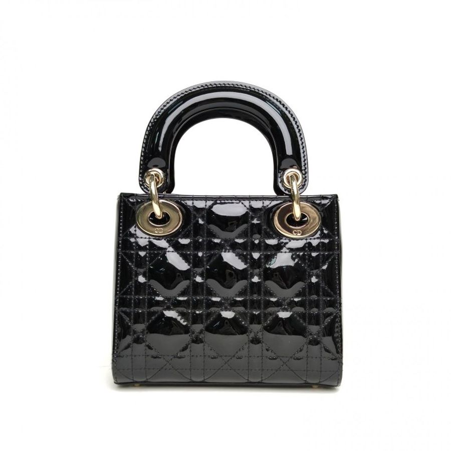 DIOR Lady戴妃包三格黑色漆皮金扣2020肩背包-2